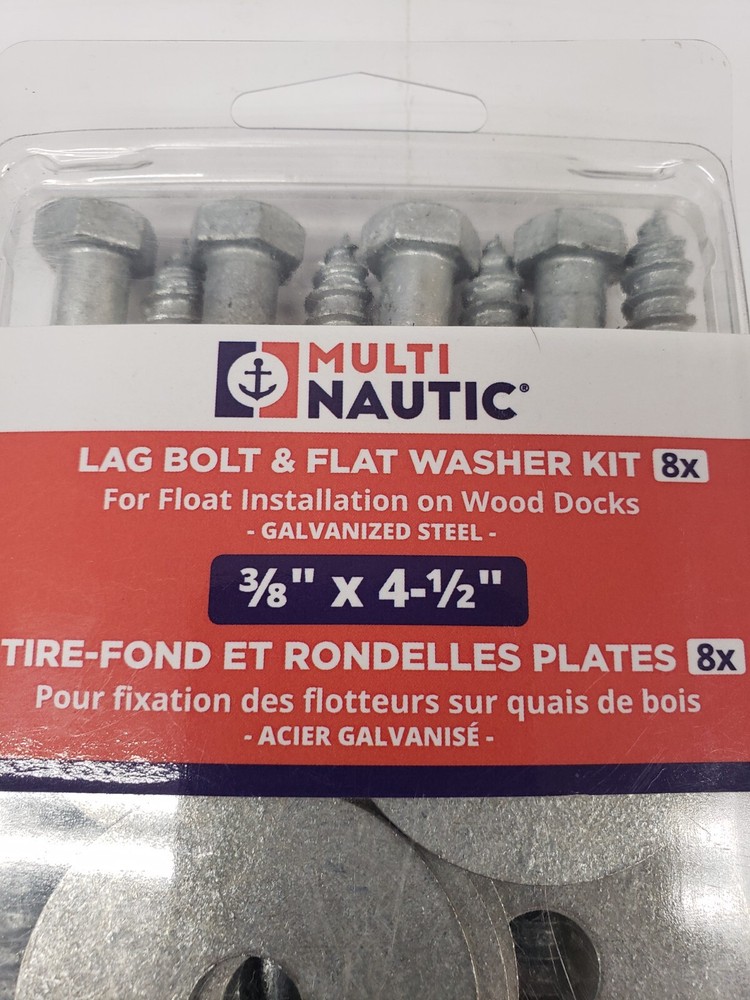 Multinautic 22162 Galvanized Lag Bolt & Flat Washer Kit 3/8" x 4-1/2"
