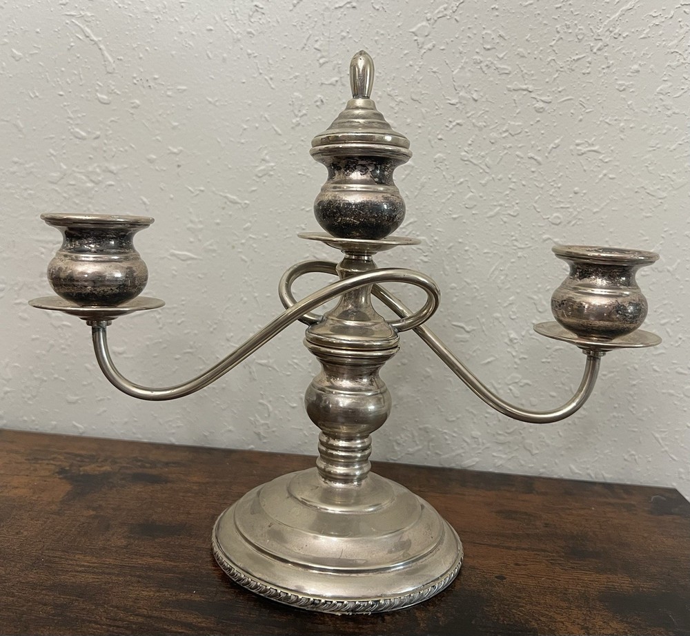 Pair Nickel Silver Moveable Twisted Arms Candelabra
