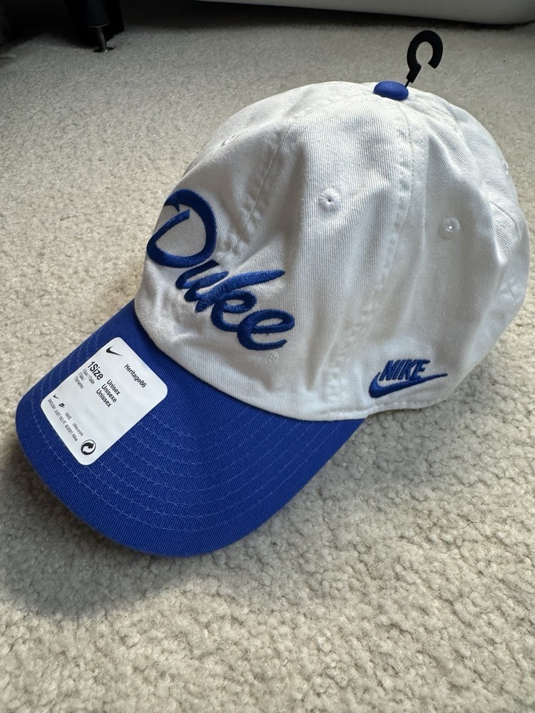 Nike Two Toned Embroidered Duke Blue Devils Baseball Dat Hat Cap White/Blue
