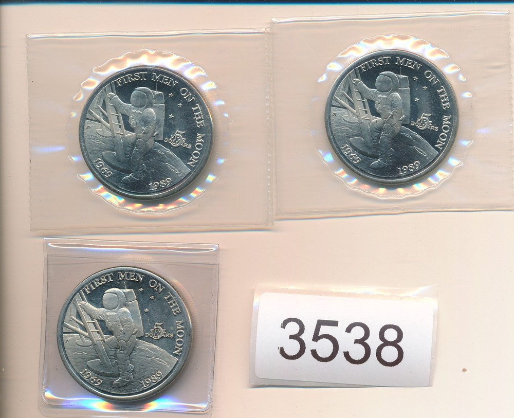 MARSHALL ISLANDS - SPACE COINS - CROWN- PROOFLIKE BU (3 COINS)  - #3538