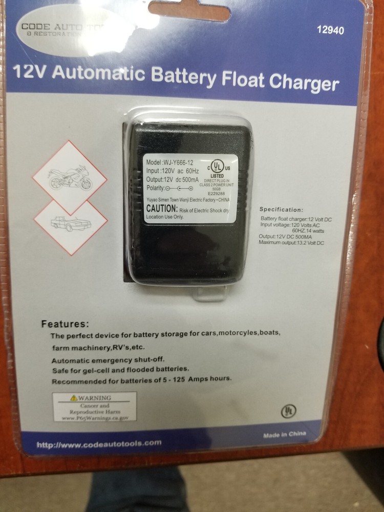 12 Volt Automatic Battery Float Charger Trickle Car Boat Motorcycle Auto Charger