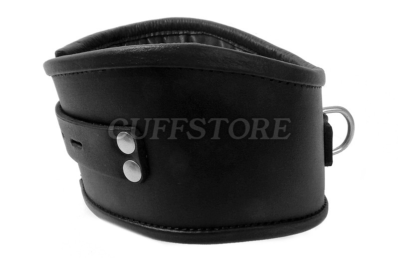 Bondage Padded Leather Posture Collar with Padlock 3" Height