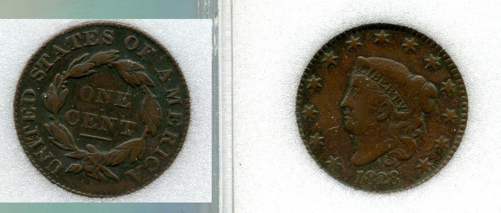 1828 CORONET HEAD LARGE CENT TYPE COIN XF 8080T