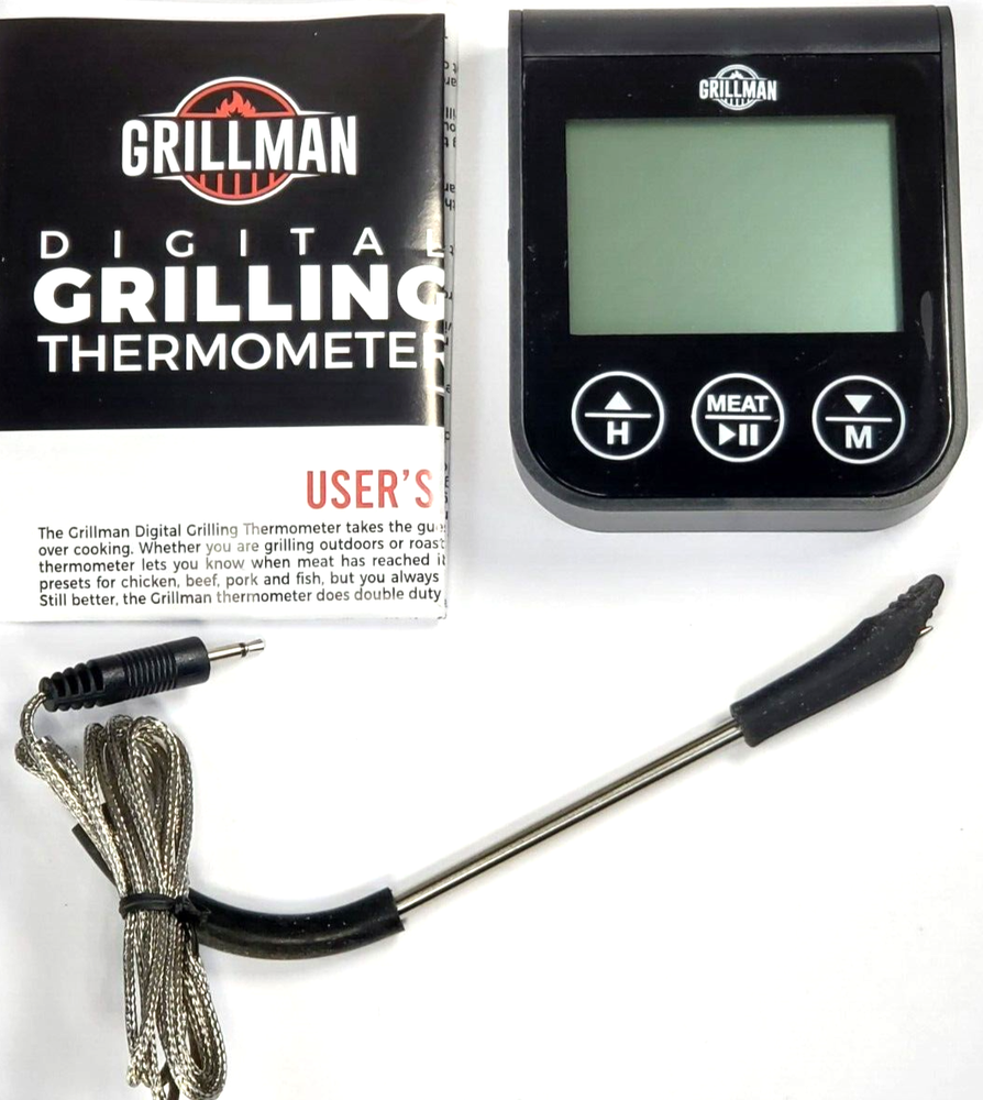 GRILLMAN Digital WIRELESS Grilling Thermometer w/Probe & Timer