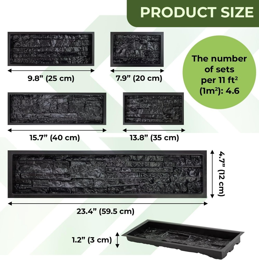 10 pcs ABS Flagstone Cement Mold 2mm Plastic