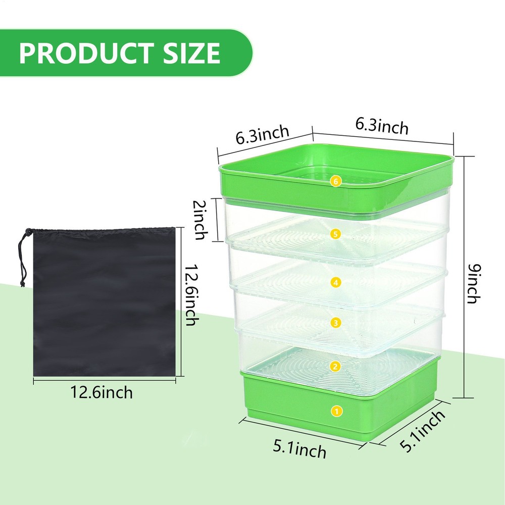 Seed Sprouter Dish Kit Stackable Seedling Starter Tray with Lid Microgreens