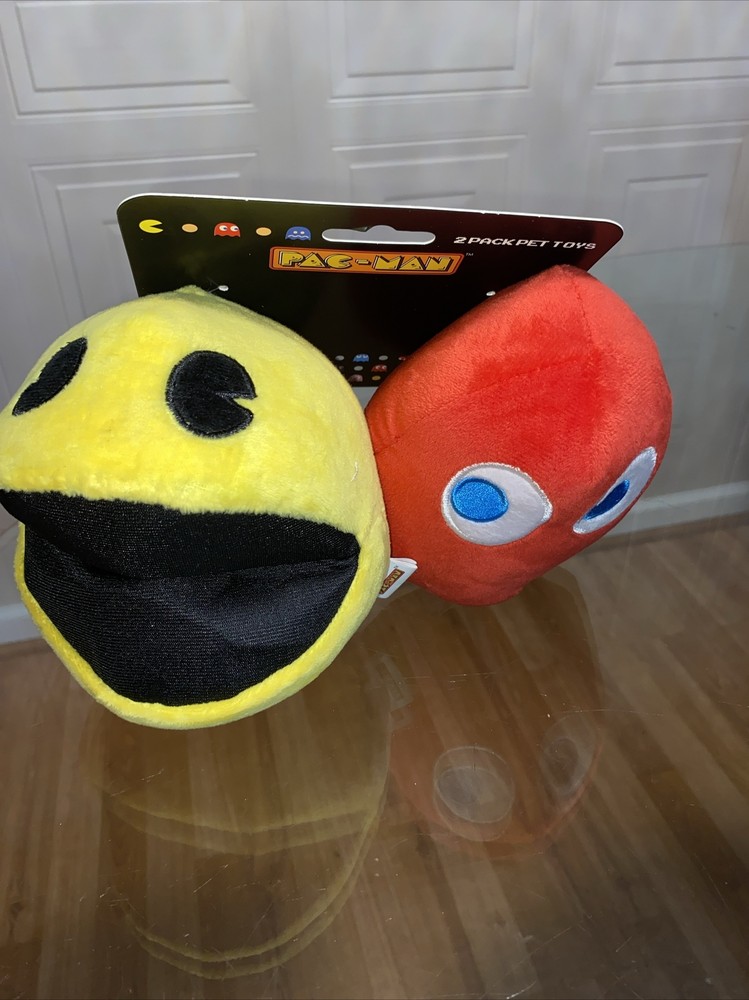 Fetch 2pc 6" PAC-MAN & Blinky Plush Dog Toys | Squeaky Squeaker