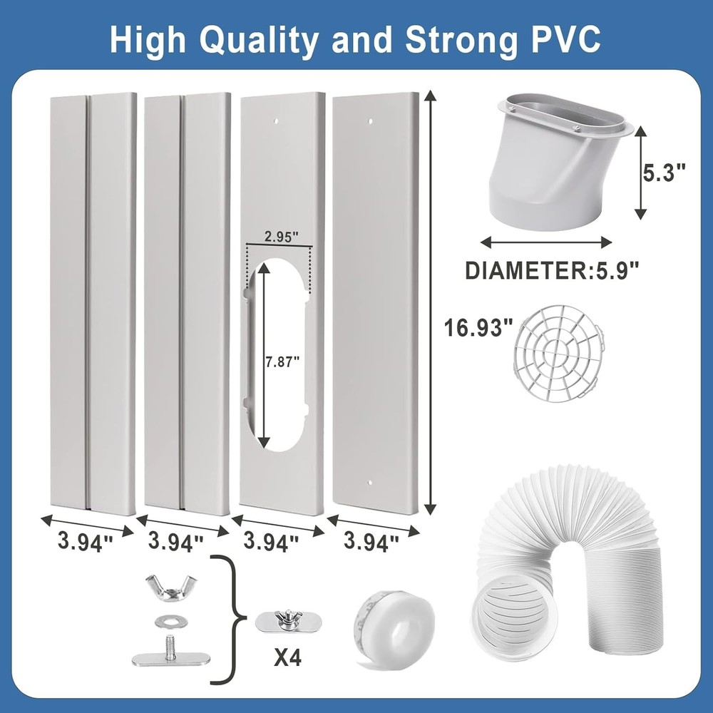 Portable AC Window Vent Kit, Adjustable Vertical/Horizontal Sliding Window Ki...