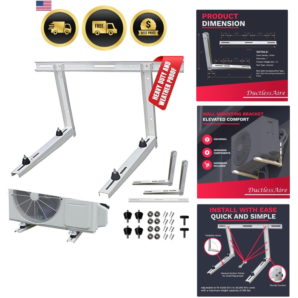 Outdoor Wall Bracket - Mini Split Mounting Bracket - Ductless Air Conditioner...