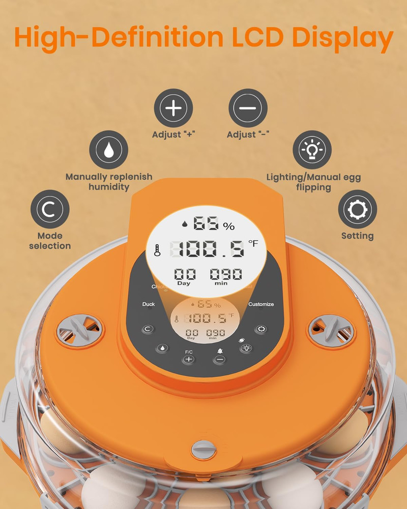 Incubators for Hatching Eggs,15 Egg Incubator with Automatic Egg Turner,Temperat