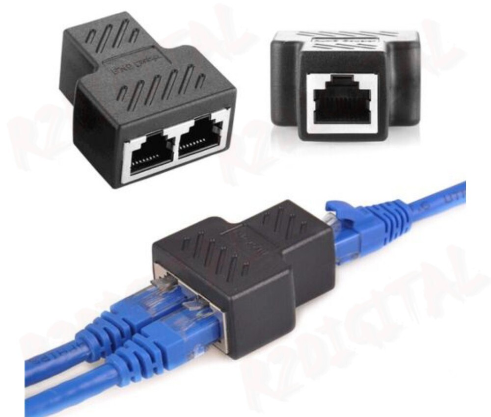 2x Ethernet F/F LAN NETWORK SPLITTER EXTENDER INTERNET CONNECTOR SOCKET