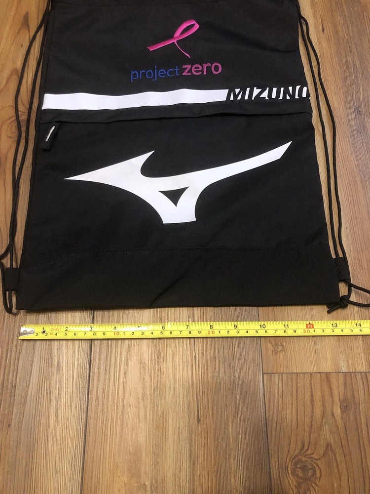 Mizuno Black Project Zero Drawstring Drawback Bag Gym Softball Baseball
