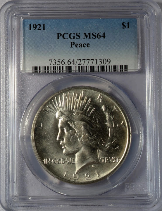 1921 Peace Silver Dollar PCGS MS-64 HIGH RELIEF