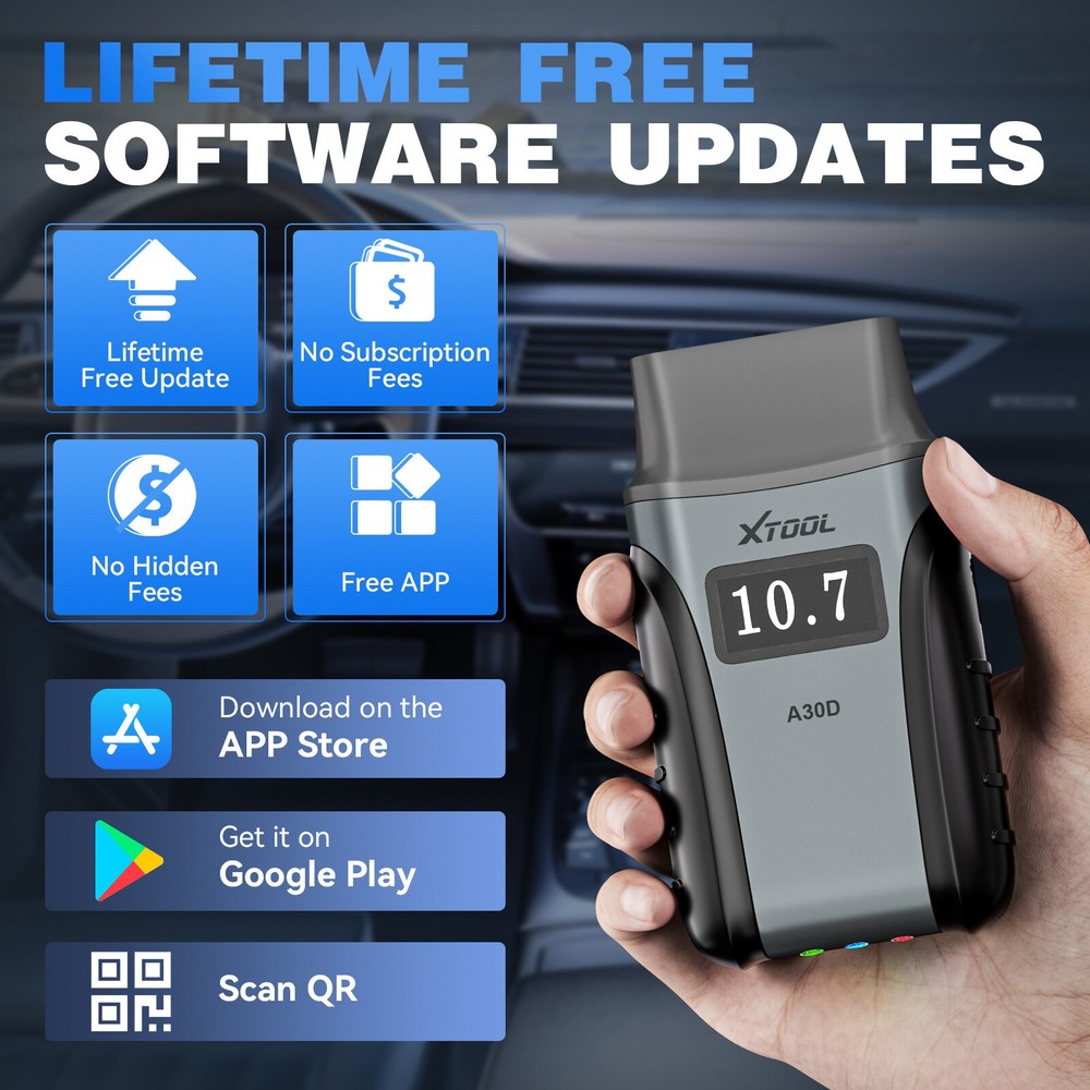 XTOOL A30D V2.0 Bluetooth Full System Diagnostic Tool OBD2 Scanner Bidirectional