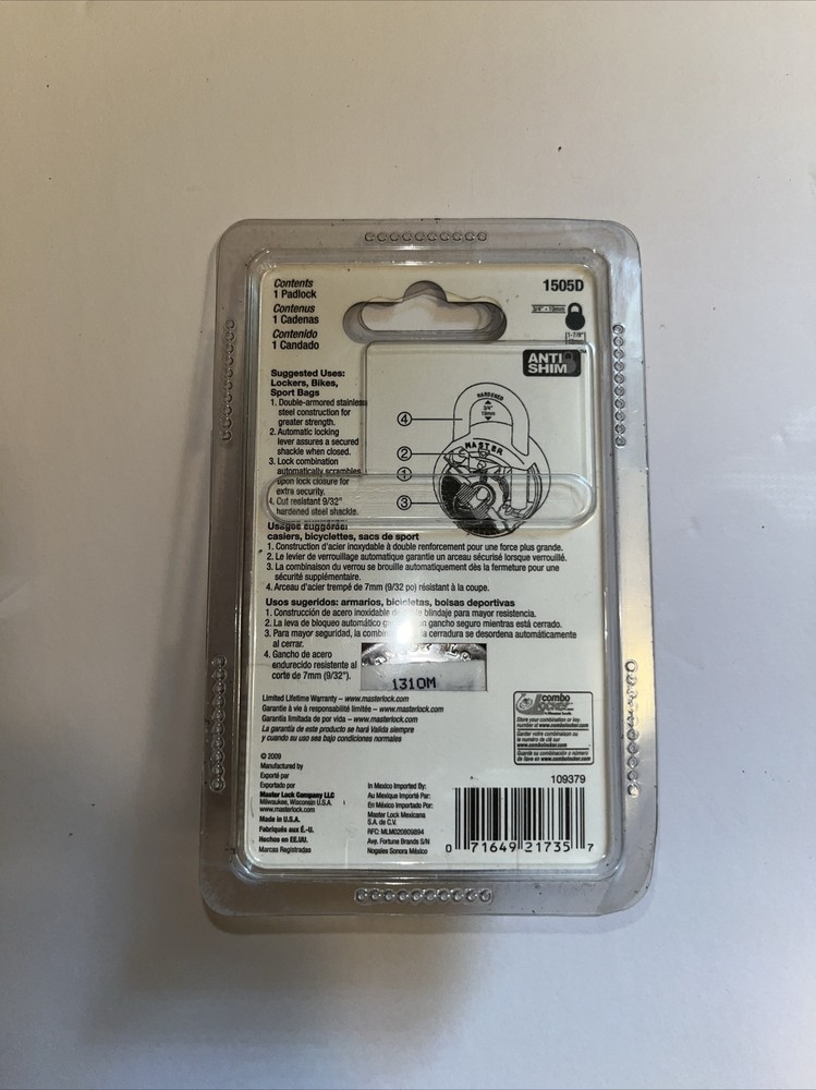 Master Lock Blue Combination Lock 1505D