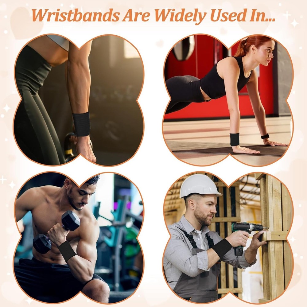 4 Pcs Elastic Wrist Straps Wrist Compression Bandage Wrist Wraps Adjustable B...