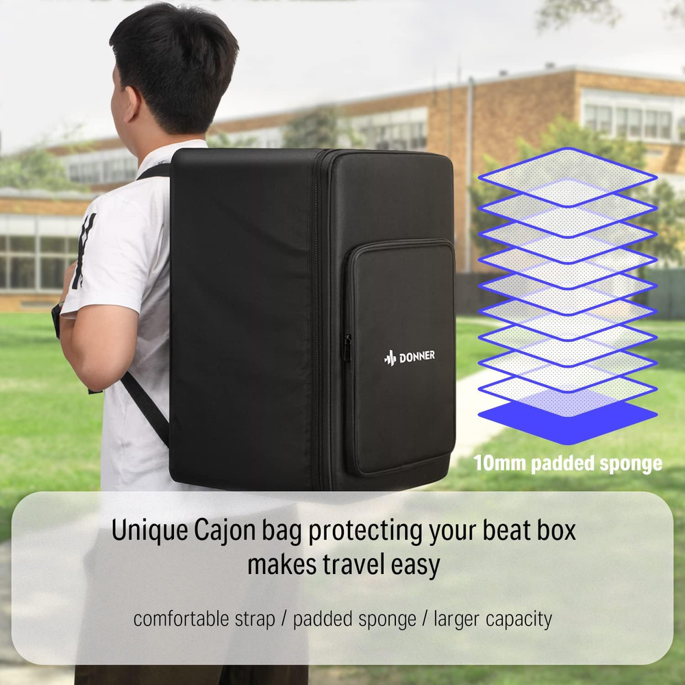 Cajon Box Drum,Full Size with Backpack Dual Adjustable Straps