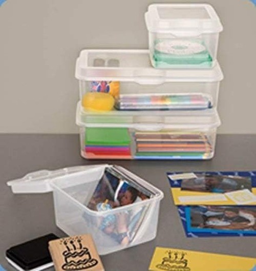 6-Pack Rectangular Large & 12-Pack Square Small FlipTop, Clear Storage Box