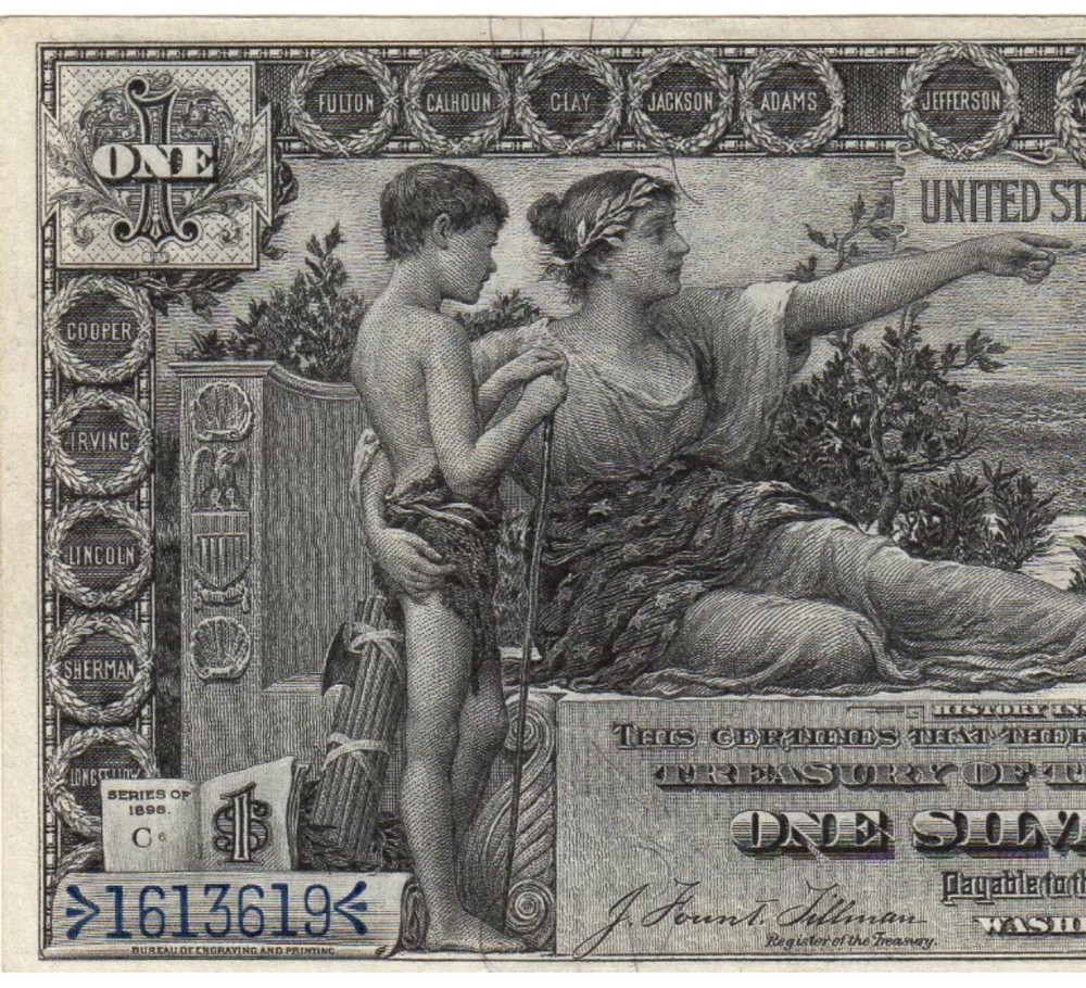 1896 $1 🇺🇸 Wonderful (( EDUCATIONAL NOTE )) Silver Certificate , Sharp Eye VF+