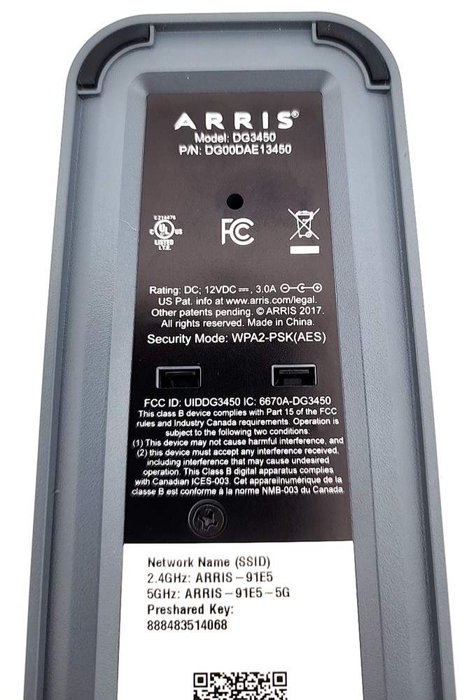 Arris Touchstone DG3450 Modem Wireless Gateway Untested No Power Cable