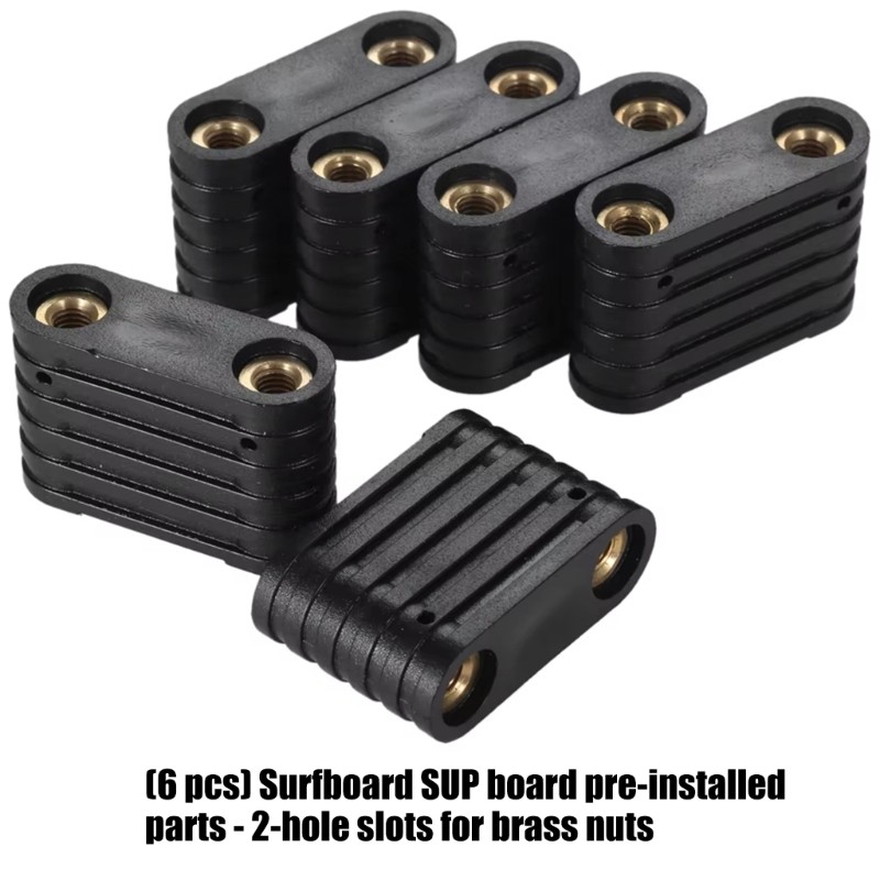 6Pcs Surfboard Footstrap Insert with 2 Hole Paddle Board Accessory Brass Nut