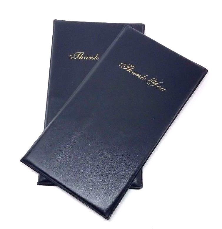 2 x Guest Check, Credit Card, Receipt Folder, Black Leather