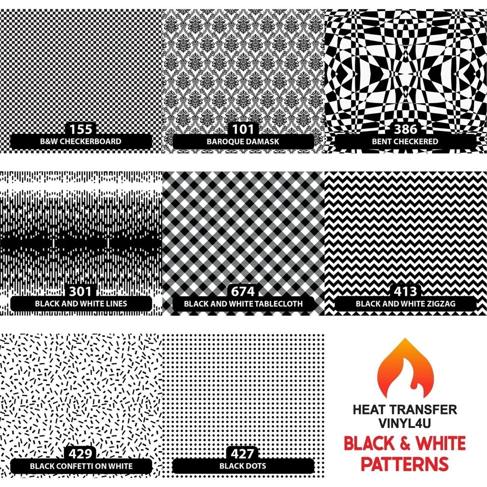 Black & White / Houndstooth Patterned HTV 13.5" ROLL **FREE SHIPPING**