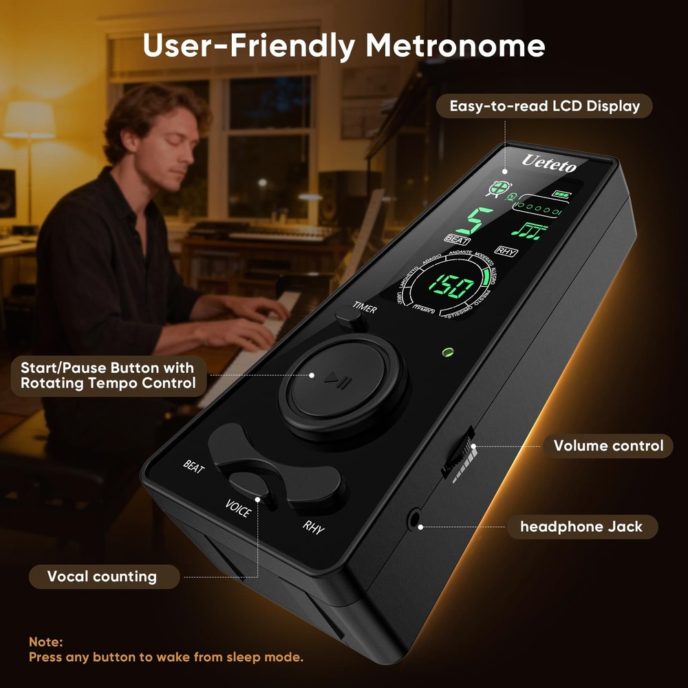 Digital Metronome with Timer Volume Control for Musicians and Practice