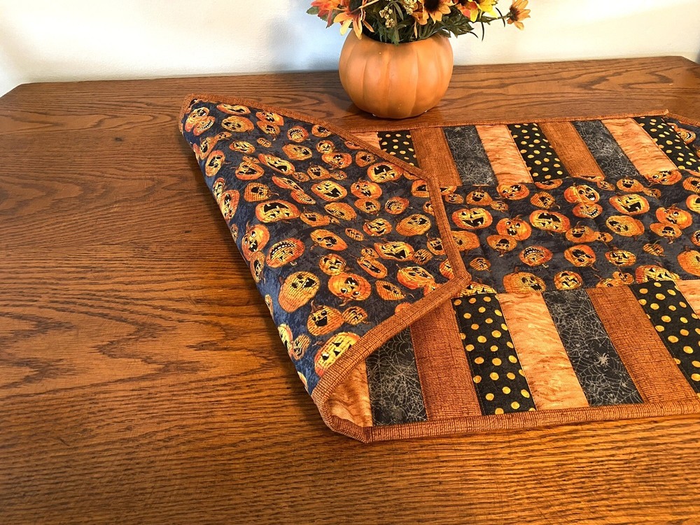 Pumpkin Table Runner, Handmade Table Decor, 15” x 33”