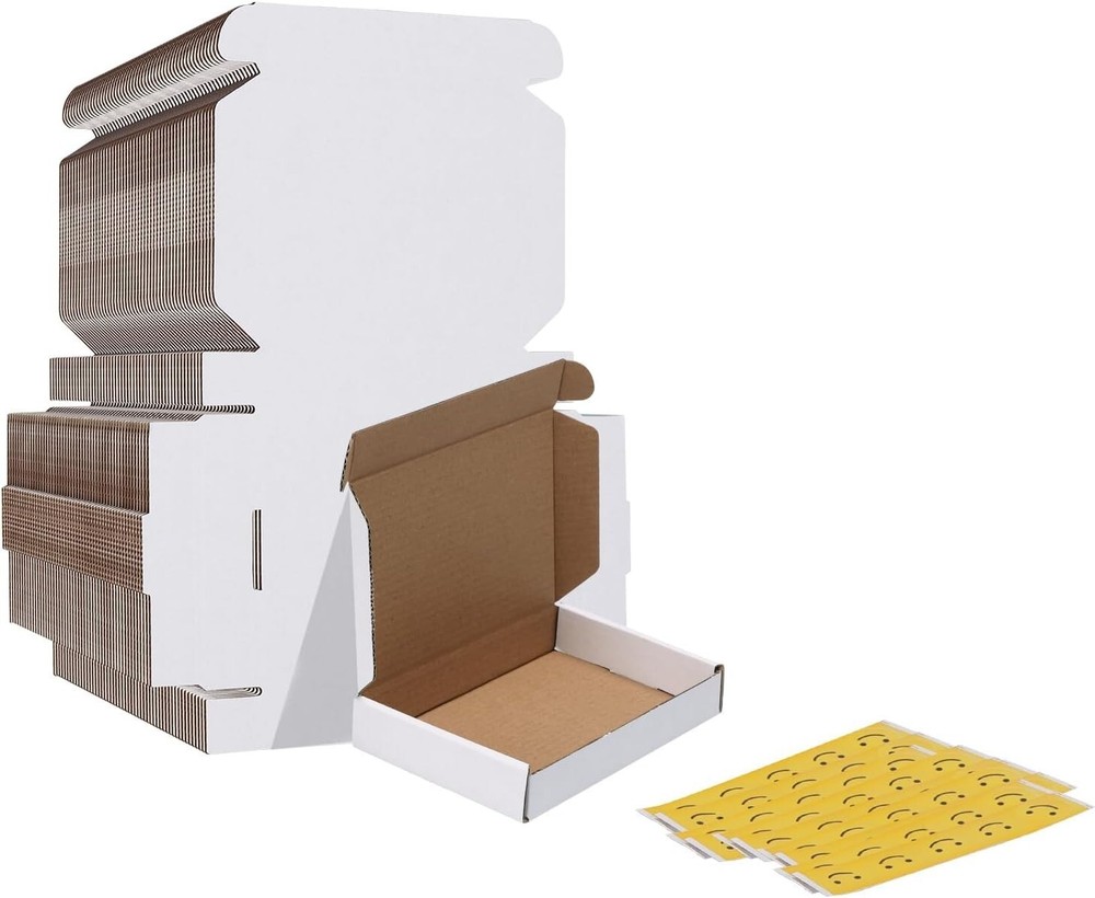 50 Pack White Corrugated Shipping Mailer Small Packaging Packing Boxes 6x4x1”