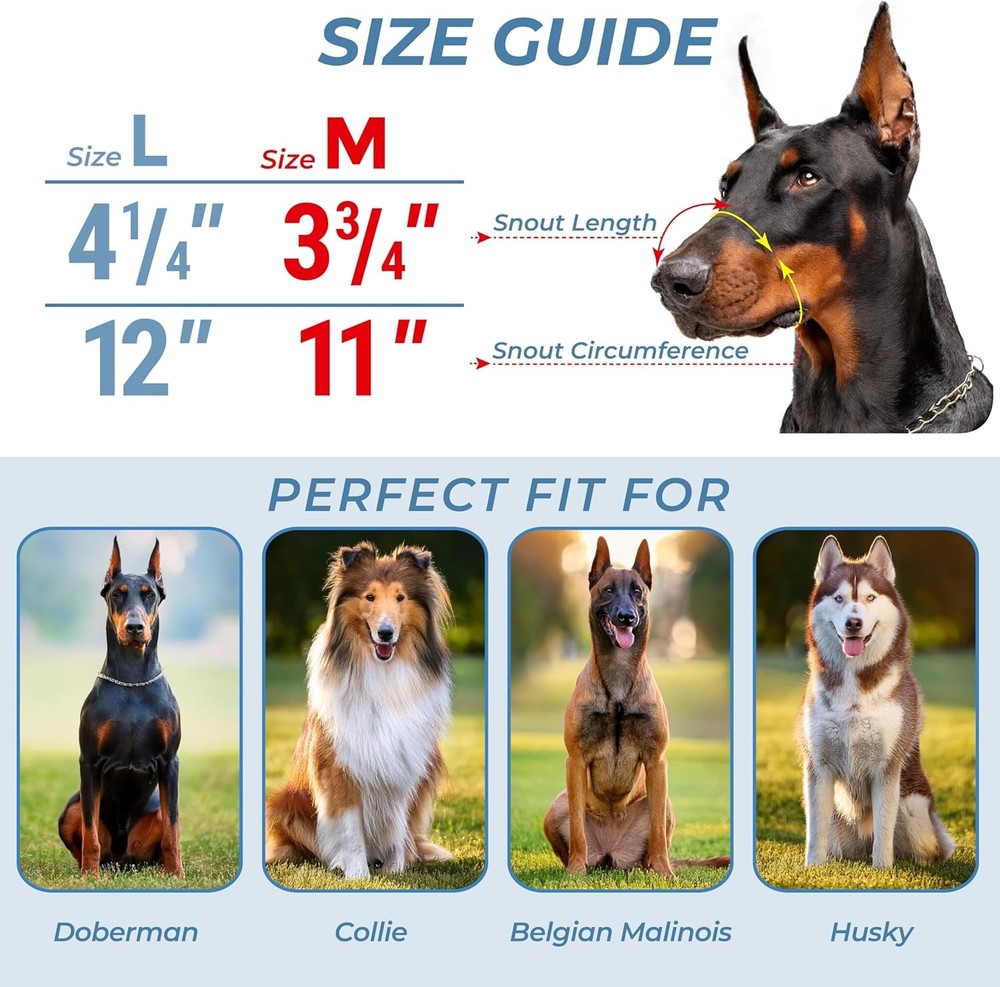 Heavy-Duty Metal Muzzle for Large Doberman - Anti-Bark Cage Design