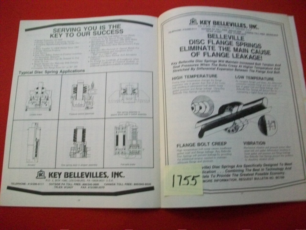 BELLEVILLE PRECISION DISC SPRINGS MANUFACTURERS CATALOG EXCELLENT REFERENCE VGC