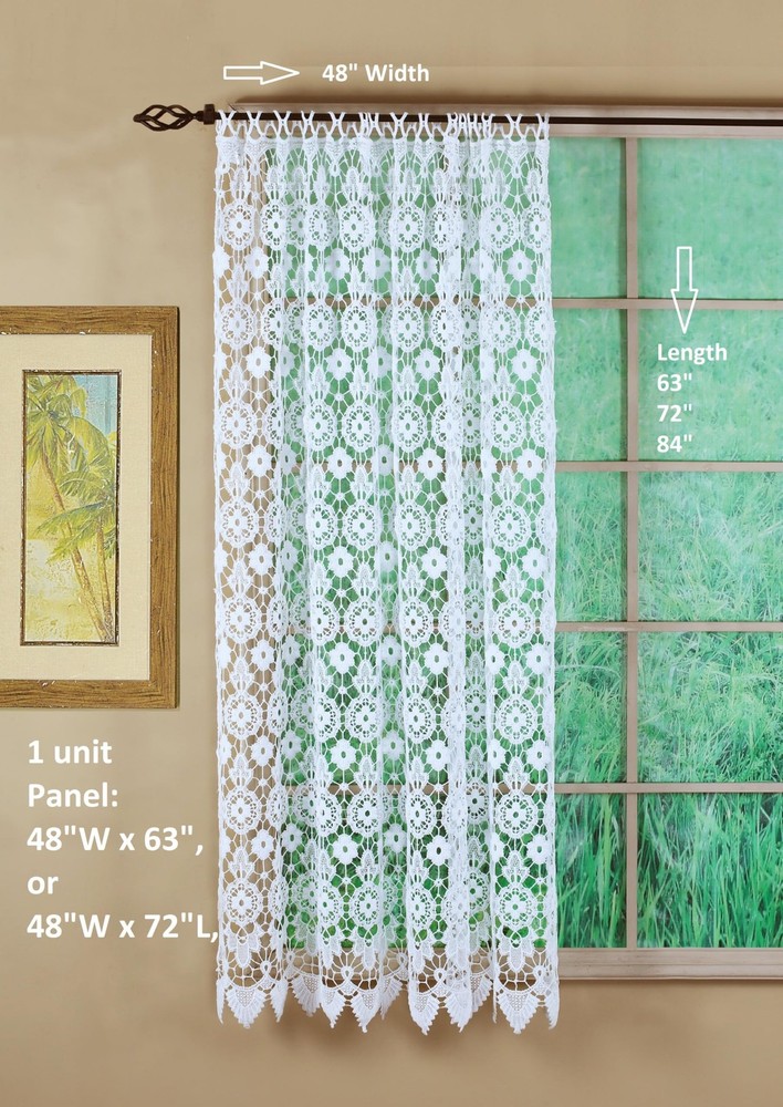 Medallion Macramé Panel 63",White,48W x 63L