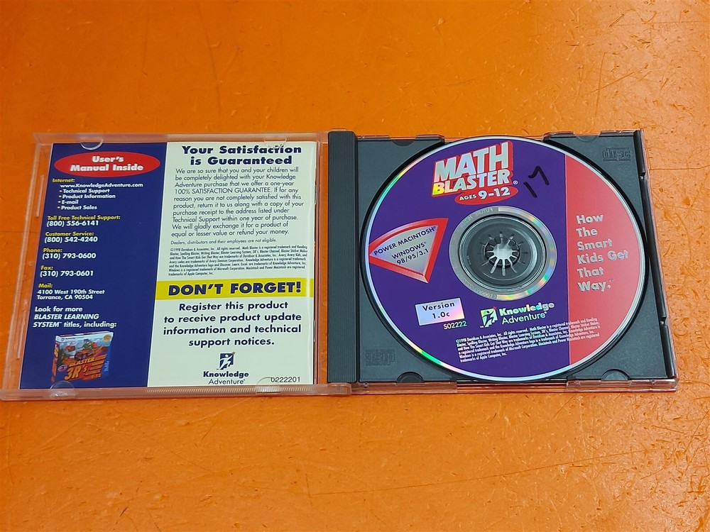 ⭐️⭐️⭐️⭐️⭐️ Knowledge Adventure Math Blaster Ages 9-12 Grades 4-6 CD-ROM WIN/MAC