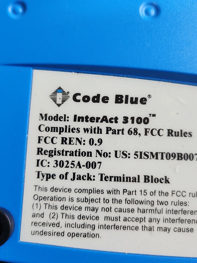Code Blue InterAct 3100 Voice Intercom 16350-XXXX Used