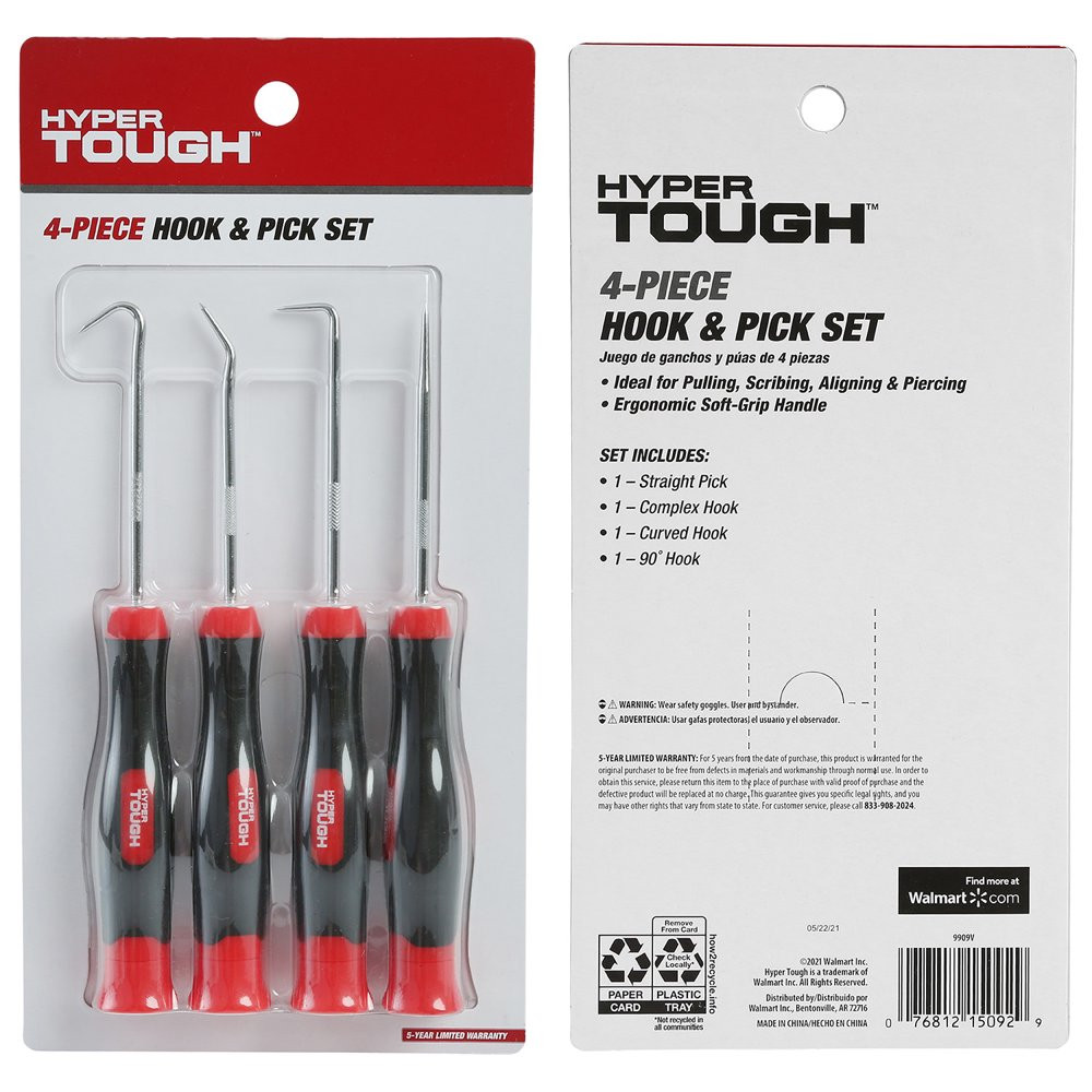 Curved Hook, Complex Hook, 90 Degree Hook Automotive Electrical work 4-Piece