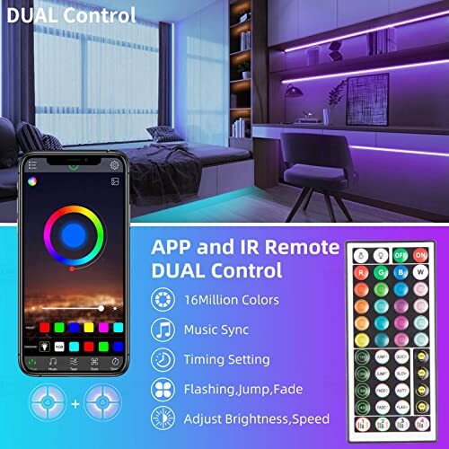 100ft Led Strip Lights RGB Music Sync Color Changing, Bluetooth Led 100FT