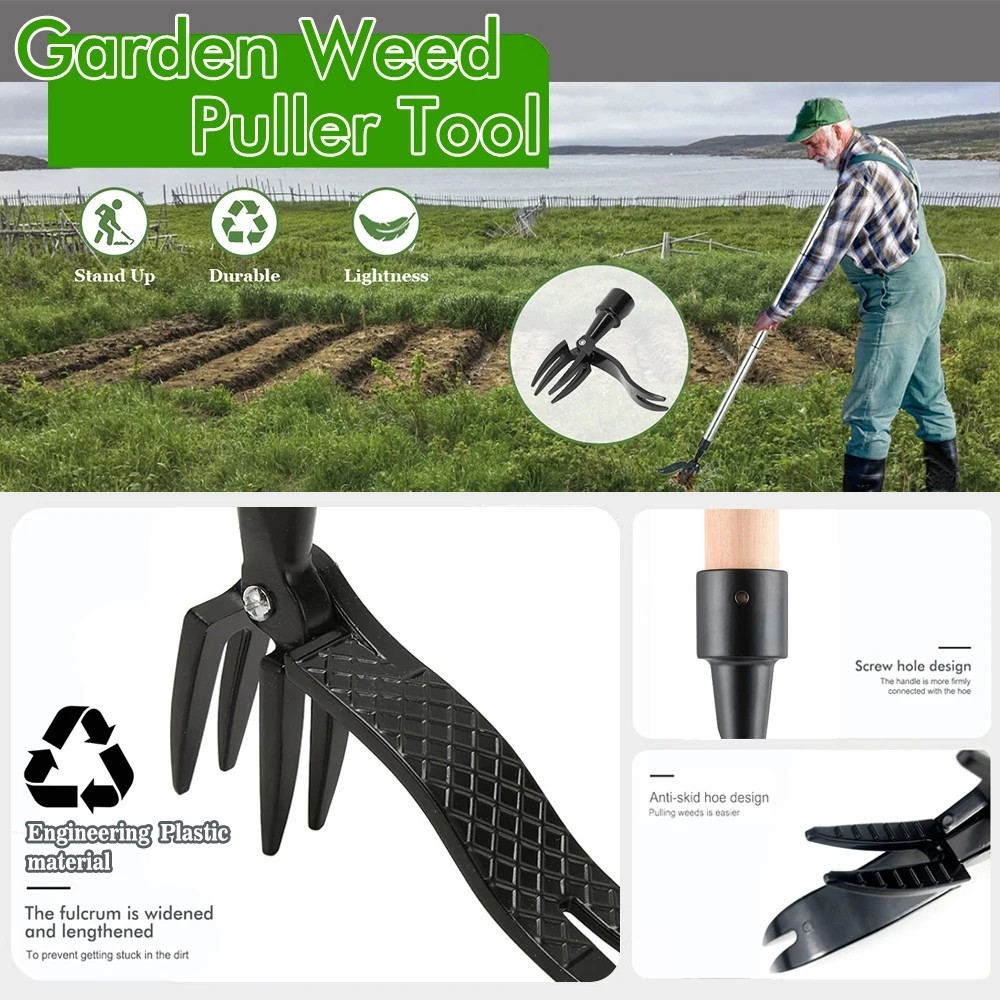 Weeder Puller Stand Up Weed Tool with Handle Garden Outdoor Root Remover Killer