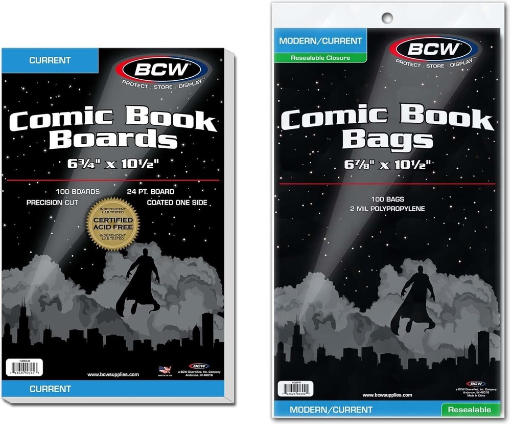 Resealable Current Comic Book Combo Pack | 100 Pack for Acid-Free Backing Boa...