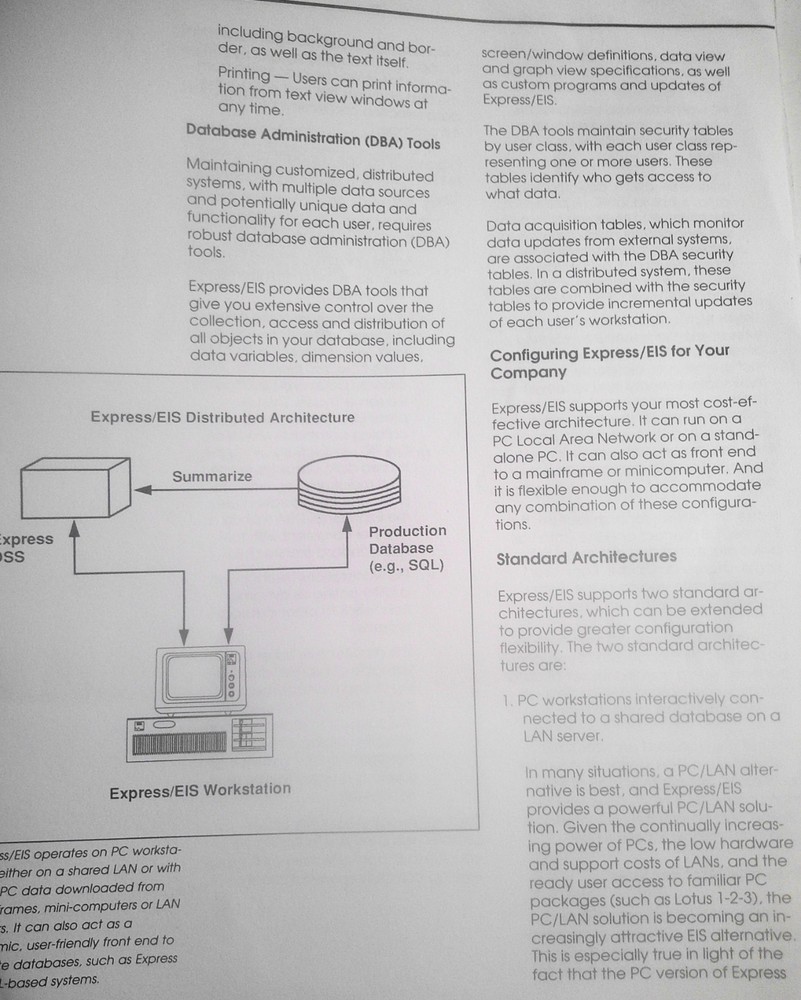 1990 Express/EIS brochure, by Information Resources Inc.