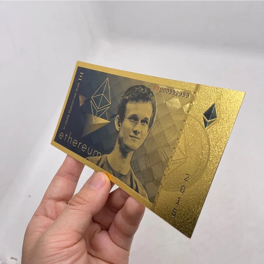 Ethereum Commemorative Gold Foil Note -Virtual CryptoCurrency Ledger ETH New