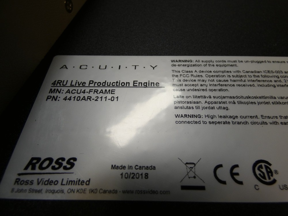 Ross Acuity 3M/E Panel, 60-Input, 40-Output 4K 3G Production Switcher w/Frame