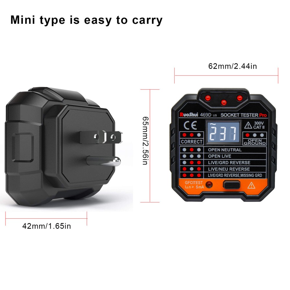 Socket Tester Electrical GFCI Receptacle Detector US Plug Tester LCD Display