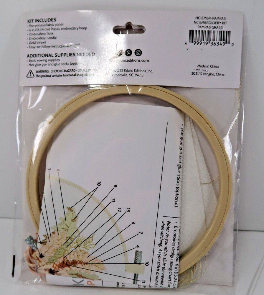 NEEDLE CREATIONS PAMPAS GRASS NIP EMBROIDERY KIT