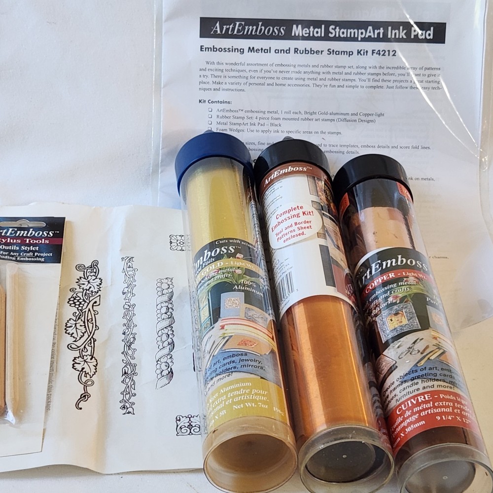 Bundle ArtEmboss Craft Medium Copper Embossin Kit 9.25 x 12 Metal Tool Pattern