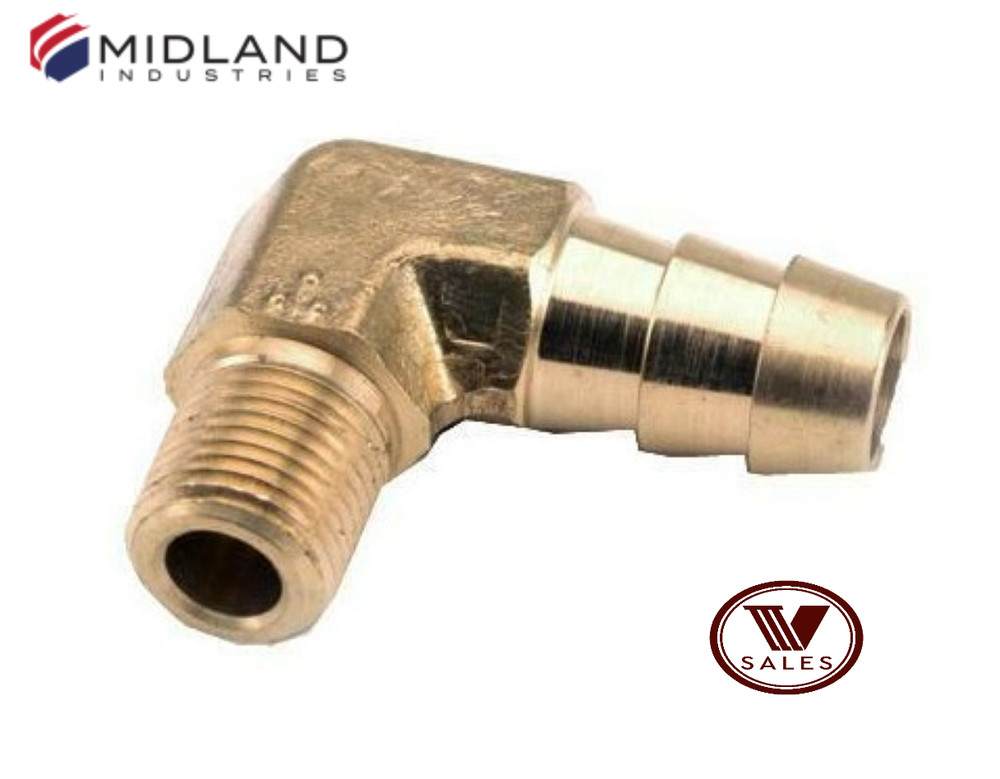 BRAND NEW! Midland Metal 3/8" Barb x 1/8 MNPT Brass Elbow 32046 2-PACK!!