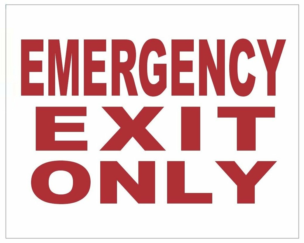 2 pcs-EMERGENCY EXIT ONLY SIGN (WHITE 4 X 5, with two sided tape)-REF24-1027