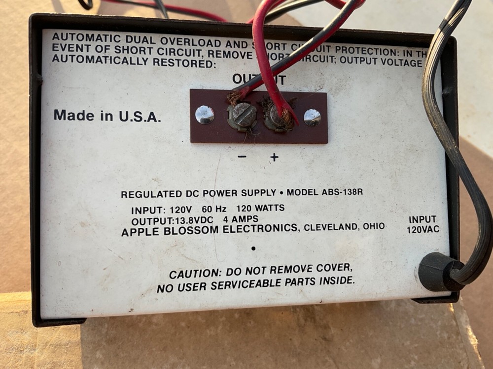 Apple Blossom Electronics Power Supply, 13.8 VDC-4 Amp