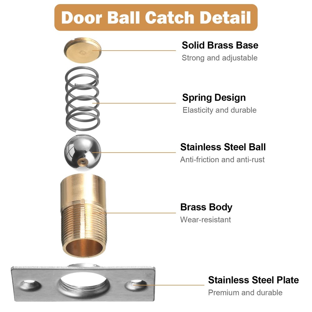 16 Pack Closet Door Ball Catch Hardware Adjustable with Silver
