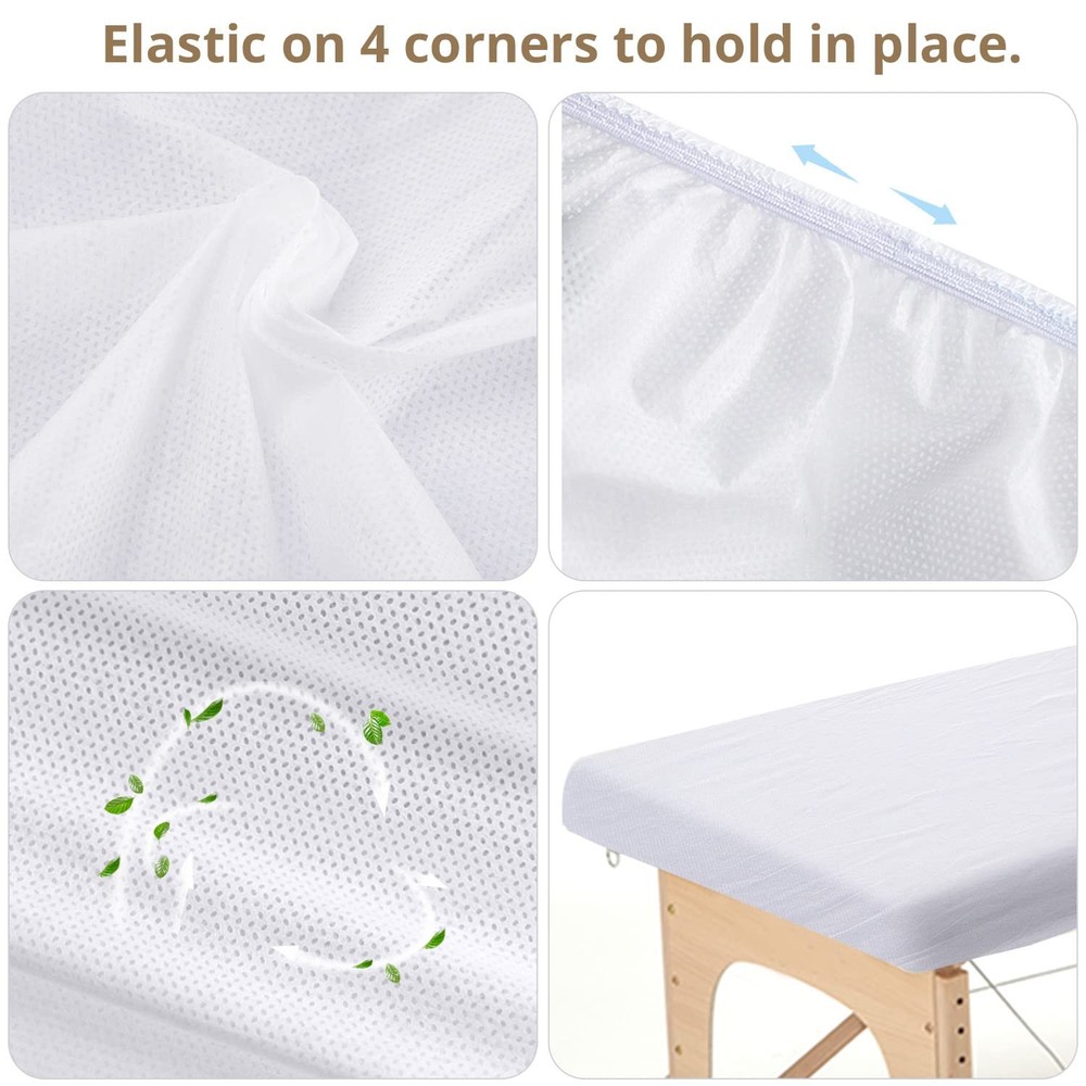 25PCS 84x35in Disposable Fitted Massage Table Sheets with Elastic, Breathable...